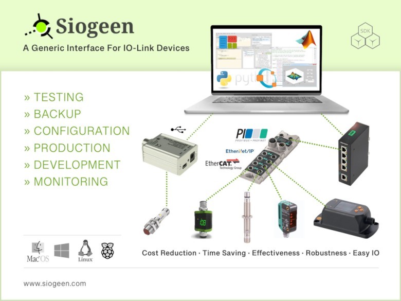 Siogeen  allows simple communication with IO-Link devices